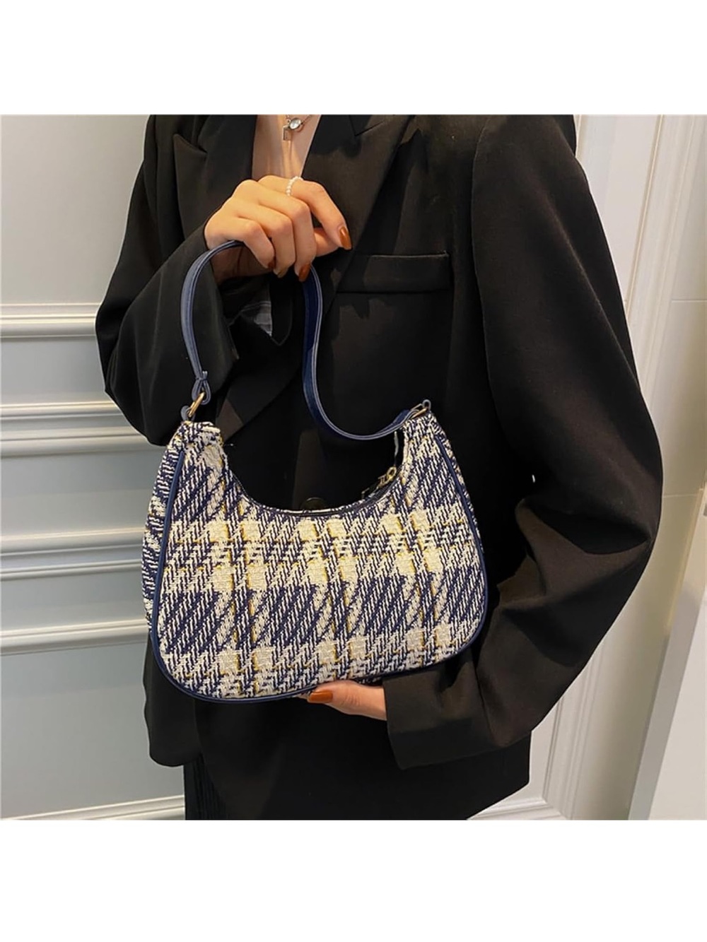 NWOT Blue Plaid Shoulder Bag - Stylish Women's Hobo - Picture 2 of 7